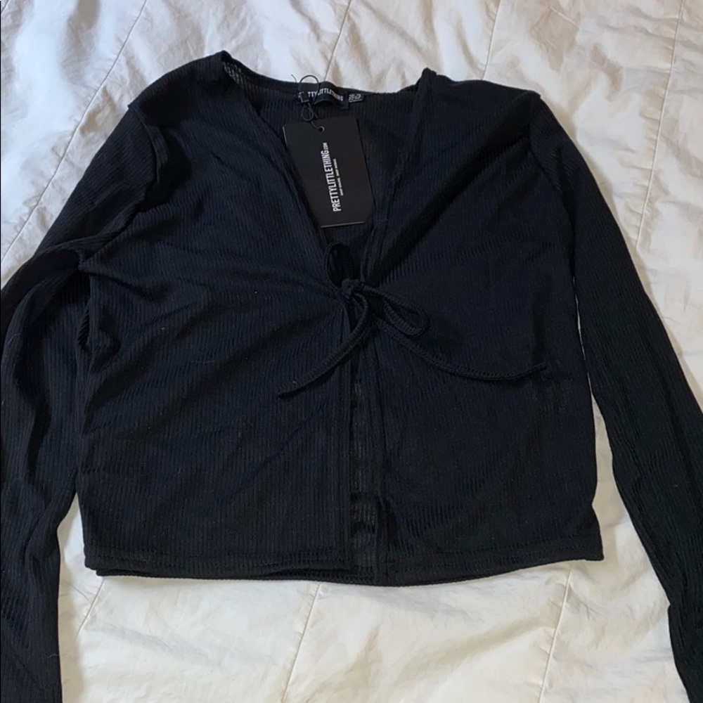 NWT PLT Tie Front Crop Top
